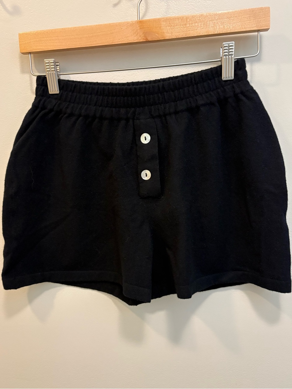 Live the Process Black Cashmere Knit Elastic-Waist Women’s Shorts, Fits XS and S